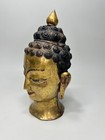 1920 s Antique Tibet Nepal Nepalese Buddha Head Bust Statue Gild Hammered Copper