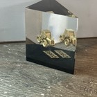 Case Tractor Lucite Acrylic Paperweight     Gold Tone Tractor Promo     Vintage