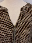 Michael Kors Women   s 2x Chain Print Zip Neck Blouse Black Gold Nwt Plus Size