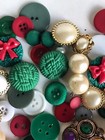 Mixed Size Shape Lot Vintage Red Green White Christmas Holiday Buttons Crafting