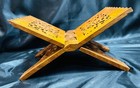 Vintage Hand Carved Teakwood Book   Cookbook   Bible Stand Or Plant Stand  Folds
