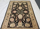 Timeless Afghan Hand Knotted Chobi Rug 4x6 Ft Black Cream Traditional Area Rug