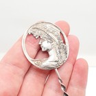 Antique Sterling Silver Hair Pin Gainsborough Lady Art Nouveau Large Big Hat