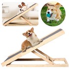 Wooden Pet Ramp Adjustable Dog Cat Stair Ramp Folding Pet Step For Bed Couch Car