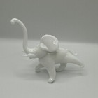 Vintage Elephant Figurine White Porcelain Trumpeting Small