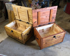 Handmade  Gunstock Classic Wooden Storage Trunk W  Handles   Castor Wheels 