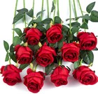 10pcs Artificial Rose Flowers Long Stem Fake Silk Roses For Diy Wedding Bouqu   