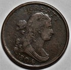 1804 Draped Bust Half Cent - Plain 4  Stemless  scratched  - Us 1 2c Copper Coin