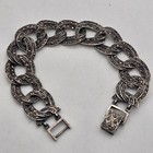 Vintage Antique Art Deco Sterling Silver Marcasite Wide Curb Link Bracelet 7 5 
