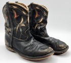 Vintage 1950 s Children s Black Leather Western Boots Read Description