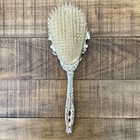 Vintage Victorian Hair Brush Cast Metal Floral Ornate Gold Cream Vanity Bristle