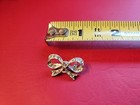 Silver Tone   Rhinestone Freemason Masonic Bow Pin Pendant New Old Stock