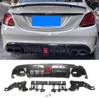 Rear Bumper Diffuser Lip W  Exhaust Tip Kit For Benz W205 C63 Amg C43 2015-2018
