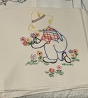 Vintage Kitchen Flour Sack Embroidered Tea Towel Lot3 Overall Sam Sunbonnet Sue 
