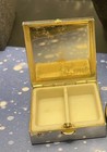 Vintage Cloisonn   1 Floral Pill Box Mirrored Gold Tone Trinket Box