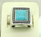 Vintage Large Turquoise Southwestern Style Statement Ring Sterling Silver Sz 7