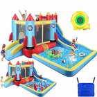 Inflatable Bounce Castle With Blower  Bouncy House Water Park W 2 Splash Slides 
