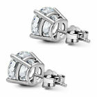 Men   Women 925 Sterling Silver Cubic Zirconia Halo Round Stud Earrings - Gift