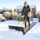 Snow Shovel With Wheels  29  X 16 5  Metal Snow Pusher  Yellow