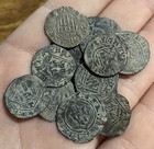 Desirable 1300s Dinero Spanish Medieval Silver Billon Old Coin Castle   Lion