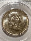 1957 D Franklin Silver Half Dollar Pcgs Ms65 Gen 1 2 Ogh Patina Toned