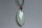 Chinese Hand-carved Natural Hetian Jade Green Beans Pendant Statues