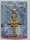 Irish Celtic Cross 2-sided 18  Crucifix Necklace Gold Plate St Patrick s New   