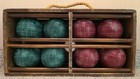 Vintage Sportcraft Bocce Ball Set 4  With Wooden Storage Case 18 75  9 5  4 5 