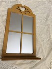 Wooden Wall Mirror With Shelf  Heart Cutout  Vintage Brown  21  X 13   