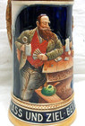 Vintage German Lidded Beer Stein  be Moderate And Sane With Drinks And Games 