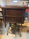 Singer Antique Treadle Sewing Machine In Ornate Wood Cabinet W  Drawers