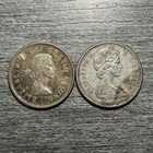 Lot Of 2 Canada 25 Cents Silver Coins 1963 1966 Elizabeth Ii