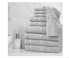 Mainstays 10 Piece Towel Set With Upgraded Softness   Durability  Grey-white