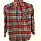 Lands End Womens Button Up Ls Flannel Shirt Red Gray Plaid 100  Cotton Size L
