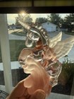 Crystal Pink Glass Unicorn Pegasus Aprox 5    Tall 3 5   l Whimsical Decor Figurine