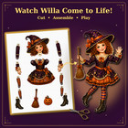 Victorian Halloween Articulated Paper Dolls 12 Portraits Poems Printed Set