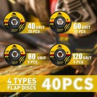 40 Pack 4-1 2  Zirconia Flap Discs 40 60 80 120 Grit T27 7 8  W  Gloves Grinder