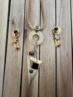 Vtg Gale Rothstein Modernist Statement Necklace Clip Earring Set Postmodern Rare