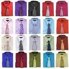 Men s Dress Cotton-blend Shirts W  Matching  random Design  Tie Set -navy