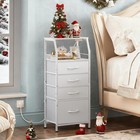 Night Stand With Charger Station  White Nightstand With Light And 4 Storage D   