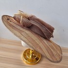 Vintage Derby Hat Womens Brown Natural Fibre Mesh Wide Wedding Church Kentucky