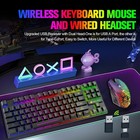 Wireless Gaming Keyboard Mouse With Wired Headset Combo For Pc Mac Gamers Combo