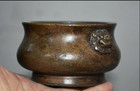 4 8  Xuande Marked Old Chinese Bronze Dynasty Lion Head Incense Burner Censer