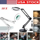 10x Magnifying Glass Desk Light Magnifier Led Lamp Reading Lamp With Base  Clamp