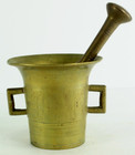   Antique 19th C  Apothecary Mortar And Pestle Set  Heavy Solid Bronze brass  2