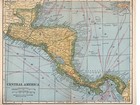 Central America Antique Map 1921 Guatemala Panama Caribbean Sea Map