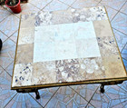 Vintage Wrought Iron Gold Painted Outdoor   Indoor Coffee Table With Marble Top