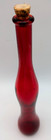 Hand Blown Red Tall Skinny Wavy Wine Bottle Cork Stopper Italy