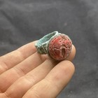 Ancient Roman Style Bronze With Jasper Intaglio Stone Ring With Rare Patina 