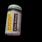 Vintage Alka Seltzer Clear Glass Empty Bottle With Original Label   Metal Lid     